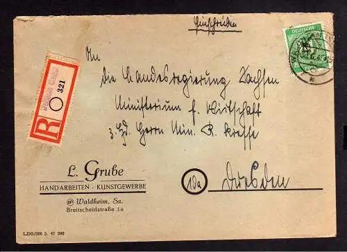 h1257 Brief Handstempel Bezirk 27 Waldheim Ziffer 84 Einschreiben Kresse Brief L