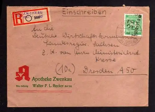 h1267 Brief Handstempel Bezirk 27 Zwenkau Ziffer 84 Einschreiben Kresse Brief La