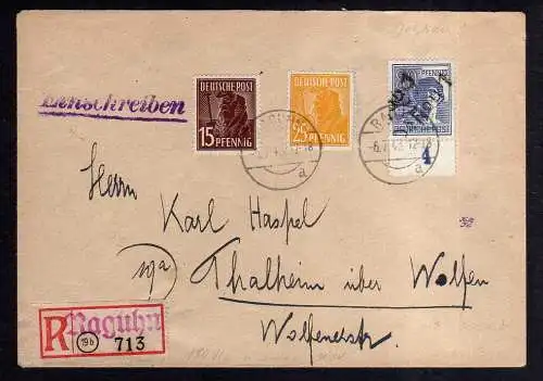 h1784 Handstempel Bezirk 29 Dessau Einschreiben Raguhn gepr. Dr. Böheim BPP nach