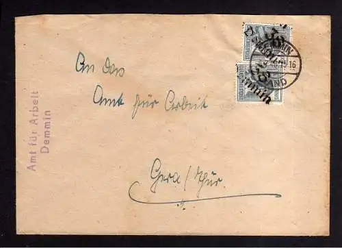 h1024 Brief Handstempel Bezirk 38 Demmin gepr. Dr. Modry BPP 2x 12 Pfg. 3.7.48 B