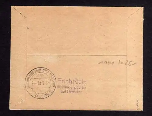 h1141 Brief Handstempel Bezirk 14 Dresden A19 Einschreiben Niederpoyritz gepr. D