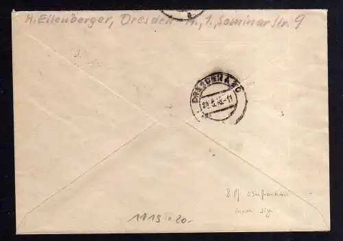 h1119 Brief Handstempel Bezirk 14 Dresden SST Philatelistentreffen Einschreiben