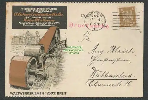 B-5402 Essen 1926 Reklame Karte Rheinische Maschinenleder und Riemen Fabrik