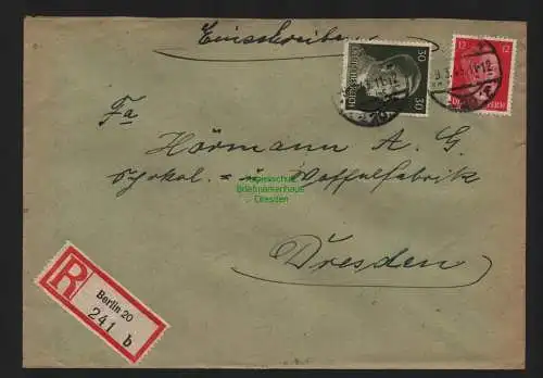 B9063 R-Brief Gebr. Hörmann A.-G. Berlin 20 b 1943 Paul Sprecher Konfitüren u.