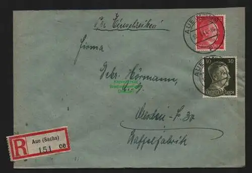 B9020 R-Brief Gebr. Hörmann A.-G. Aue (Sachs) ce 1943 Alfred Schürer