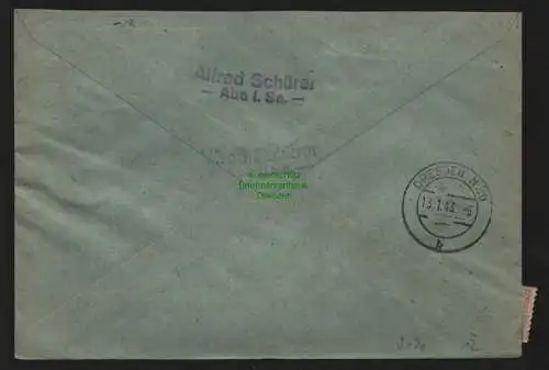 B9020 R-Brief Gebr. Hörmann A.-G. Aue (Sachs) ce 1943 Alfred Schürer