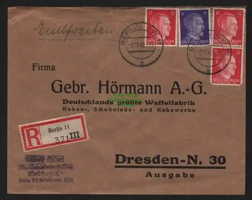 B9051 R-Brief Gebr. Hörmann A.-G. Berlin 11 III 1942 Rudolf Eckart Vordruck