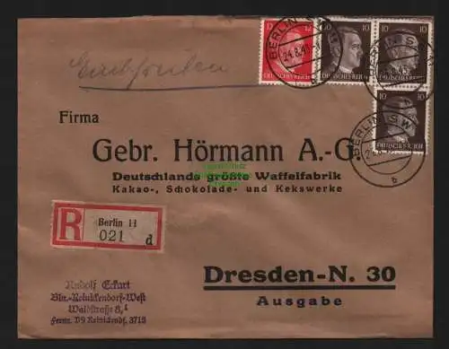 B9049 R-Brief Gebr. Hörmann A.-G. Berlin 11 d 1943 Rudolf Eckart Vordruck