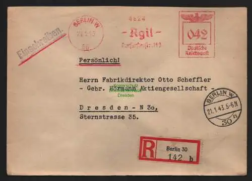 B9086 R-Brief Gebr. Hörmann A.-G. Berlin 30 b 1943 Julius Klinzmann