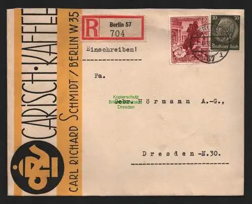 B9120 R-Brief Gebr. Hörmann A.-G. Berlin 57 1939 Carl Richard Schmidt CARISCH