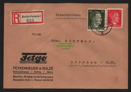 B9154 R-Brief Gebr. Hörmann A.-G. Berlin- Pankow 1 1943 Fetkenheuer & Golze