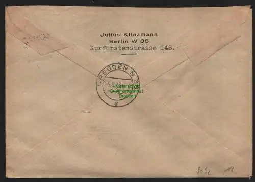 B9092 R-Brief Gebr. Hörmann A.-G. Berlin 35 i 1943 Julius Klinzmann