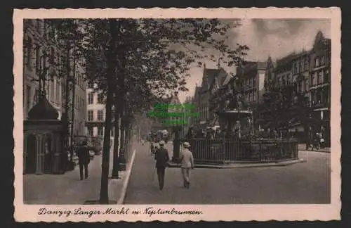 144581 AK Danzig Langer Markt mit Neptunsbrunnen Feldpost 1942
