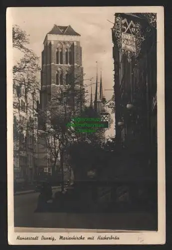 144584 AK Danzig Marienkirche mit Hackerbräu 1941 Feldpost Fotokarte