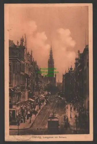 144925 AK Danzig 1912 Langgasse mit Rathaus