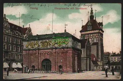 149667 AK Danzig 1910 Hauptwache mit Stockturm