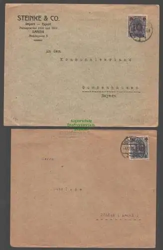 B7790 2x Brief Danzig 17 je EF Drucksache 1920