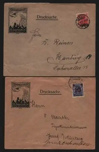 B13014 Danzig 6, 17 je Drucksache 1920 Briefmarkengeschäft H. Jagels n. Lauf