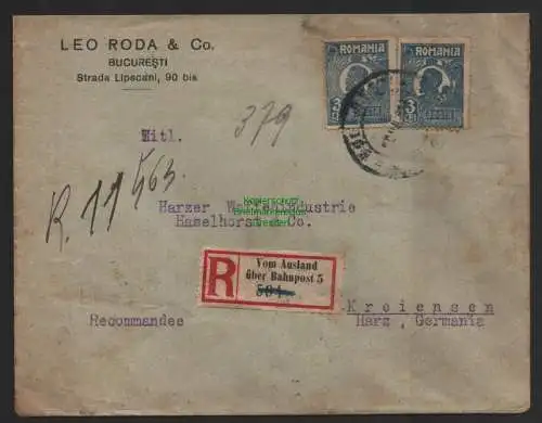 B8855 Rumänien Brief Vom Ausland über Bahnpost 5 1923 Breslau - Kattowitz