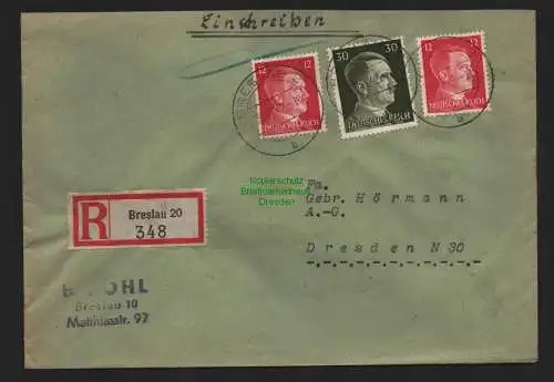 B9195 R-Brief Gebr. Hörmann A.-G. Breslau 20 1942 B. Pohl
