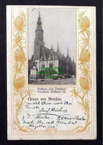 123778 AK Breslau Rathaus Denkmal 1902 Jugendstil