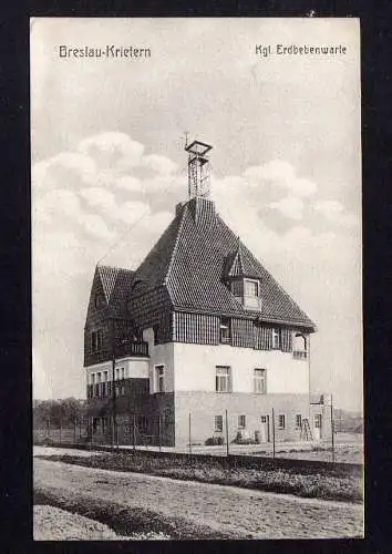 102393 AK Breslau Krietern um 1917 Kgl. Erdbebenwarte seismological station eart
