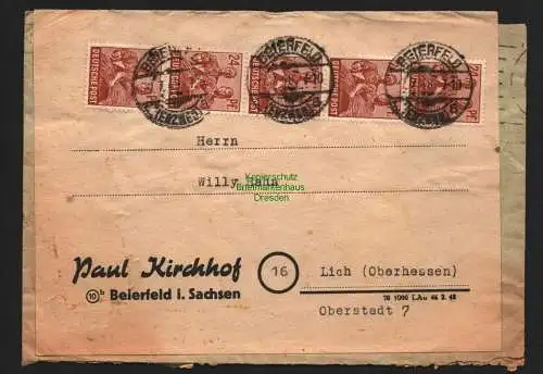 B4690 SBZ Währungsreform Brief Zehnfach Notumschlag 7.7.48 Beierfeld Erzgeb.
