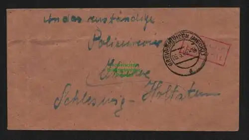 B4535 SBZ Gebühr bezahlt 1946 Grevesmühlen an Polizeirevier Itzehoe