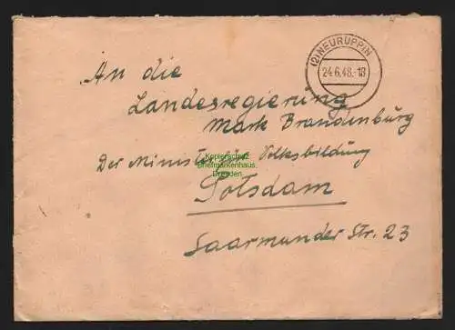 B4689 SBZ Währungsreform Brief Zehnfach Ersttag 24.6.48 Neuruppin