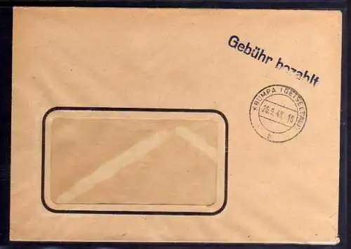 B522 SBZ Brief Gebühr bezahlt 1945 Krumpa Geileltal Wintershall AG Werk Lützkend