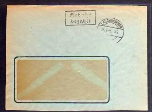 B532 SBZ Brief Gebühr bezahlt 1946 Lauchhammer Mitteldeutsche Stahlwerke