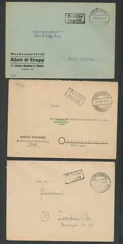 B6061 3x Brief SBZ Gebühr bezahlt 1945 Radiumbad Oberschlema Werkzeugfabri