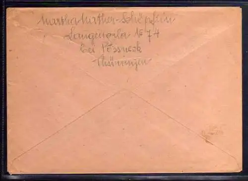B527 SBZ Brief Gebühr bezahlt 1945 Langenorla Thür. an Caritasverband Berlin
