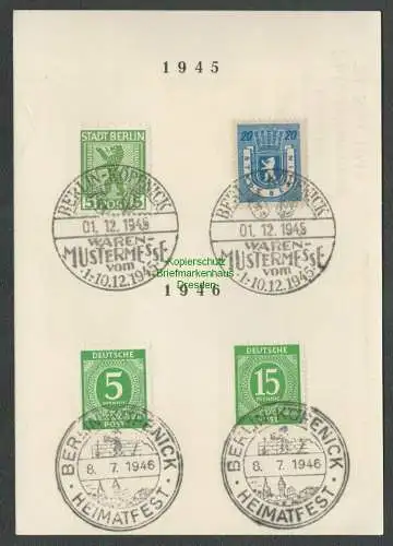 B5882 Postkarte SBZ Köpenicker Philatelistentag 1948 Gedenkblatt Heimatfest 1946