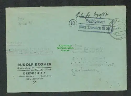 B6060 Brief SBZ Gebühr bezahlt 1945 Helbigsdorf über Dresden A28 Landpoststempel