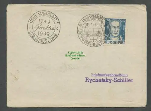 B5924 Brief SBZ 237 50 + 25 Pfg. Goethe 2 verschiedene SST Weimar Weltkugel