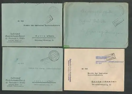 B6066 Brief SBZ Gebühr bezahlt 1945 Osterhausen Zuckerfabrik Großosterhausen