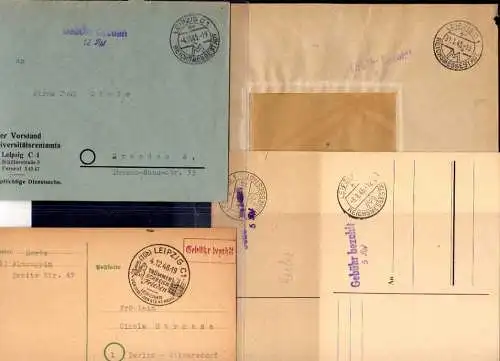 B539 27x SBZ Brief Karte Sammlung Gebühr bezahlt 1945 1948 Leipzig verschiedene