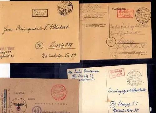 B539 27x SBZ Brief Karte Sammlung Gebühr bezahlt 1945 1948 Leipzig verschiedene