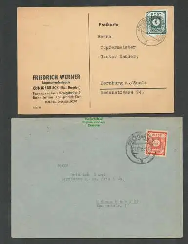 B4852 SBZ 43 BIIb gepr. Ströh BPP Postkarte Königsbrück nach Bernburg Brief Mils