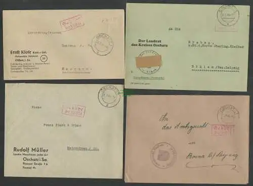 B6065 4x Brief SBZ Gebühr bezahlt 1945 Oschatz Der Landrat entnazifiziert Amtsge