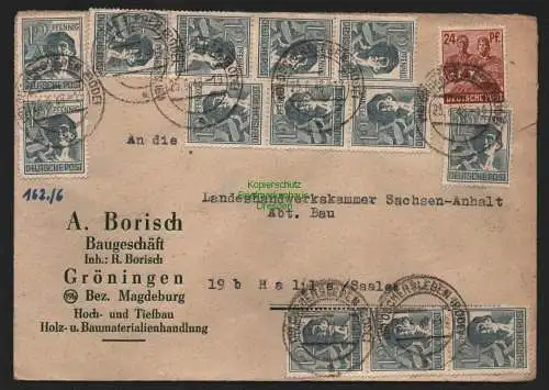 B11396 Brief SBZ Zehnfach Währungsreform 1948 Gröningen Baugeschäft Borisch