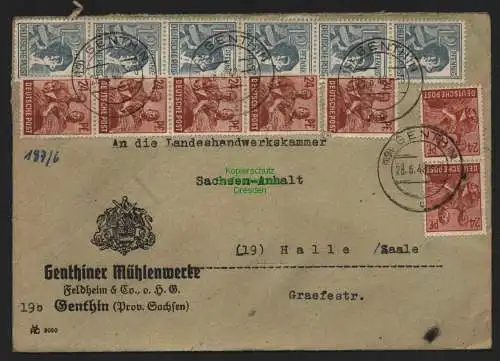 B11388 Brief SBZ Zehnfach Währungsreform 1948 Genthin 28.6 Genthiner Mühlenwerke