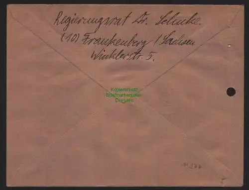 B11377 Brief SBZ Gebühr bezahlt Frankenberg Sachsen 1945