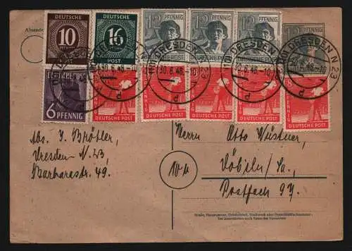 B11848 SBZ Währungsreform Zehnfach 1948 Ganzsache Wertstempel eingerechnet