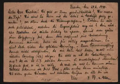 B11848 SBZ Währungsreform Zehnfach 1948 Ganzsache Wertstempel eingerechnet