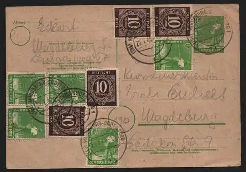 B12488 SBZ 1948 Währungsreform Zehnfach Ganzsache Magdeburg Sudenburg 29.7.48