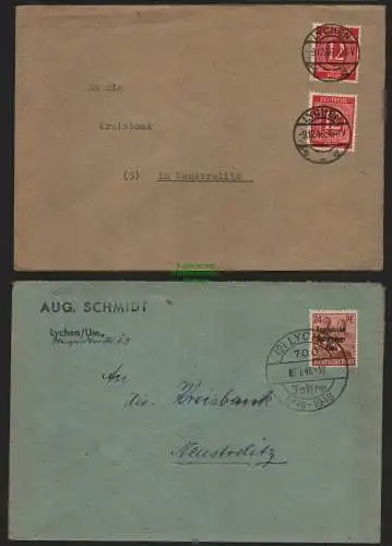 B11413 2x Brief SBZ Alliierte Besetzung Lychen 1946 1948 Kreisbank SST 700 Jahre