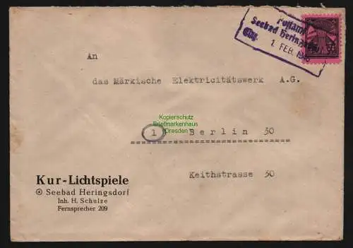 B11946 SBZ Brief Mecklenburg Notstempel Postamt Seebad Heringsdorf 1946 nach Ber