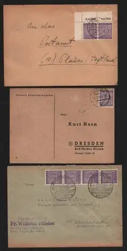 B12421 SBZ Westsachsen 3x Brief Postkarte Werdau 1946 Leipzig Neukirchen Erzgeb.